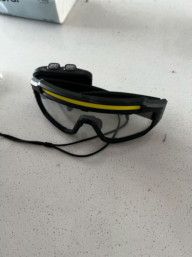 Unedited phone photo of Iron Beam goggles: out of the box