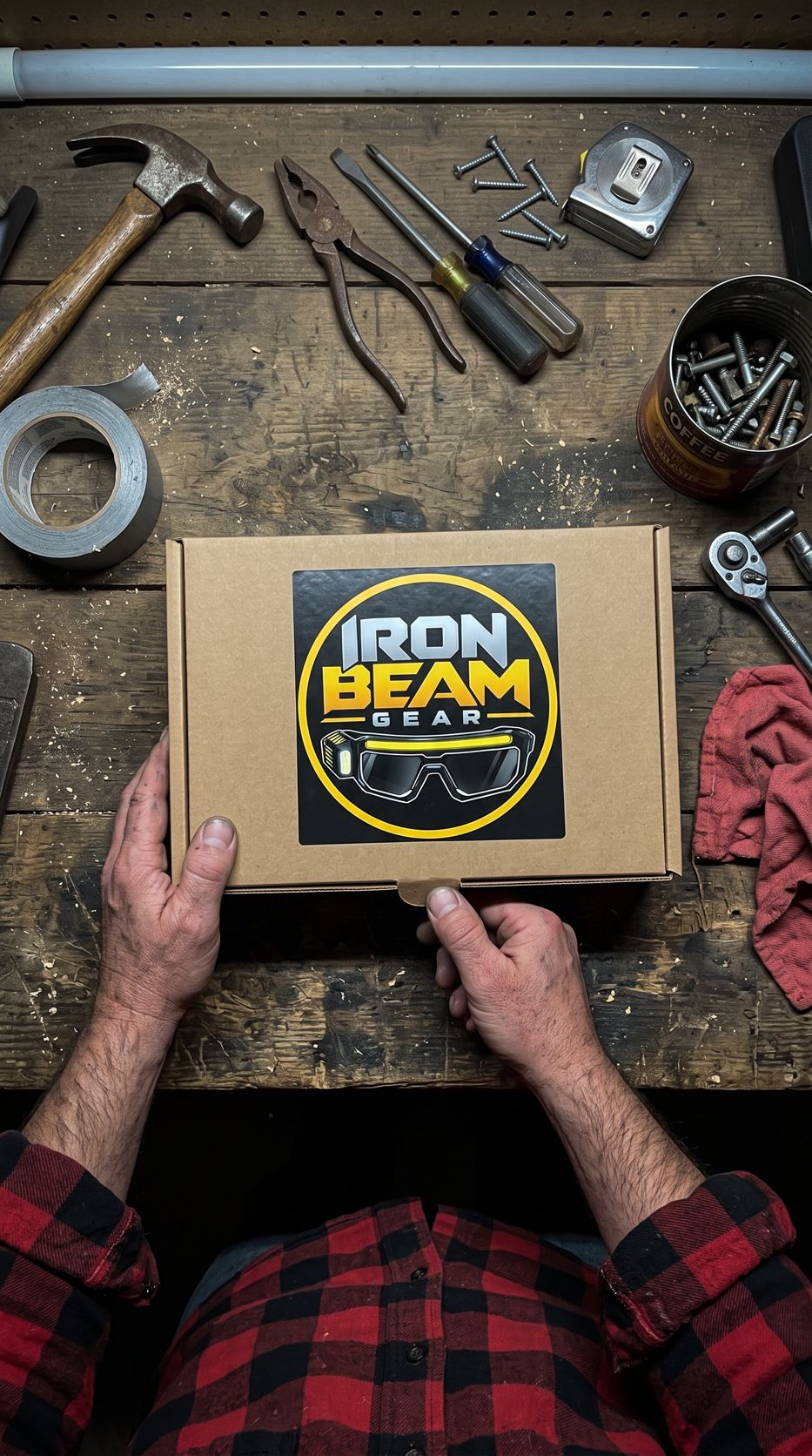 Closed Iron Beam Gear box on a workbench surrounded by tools